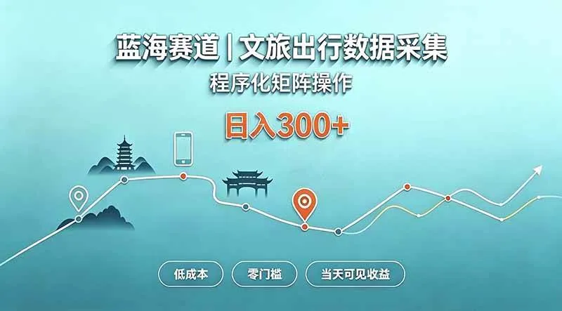 (20478期)蓝海赛道 文旅出行数据采集 程序化矩阵操作 低成本 零门槛 当天可见收益 日入300+-33资源网