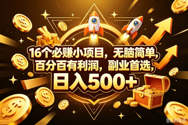 （18440期）16个必赚钱的小项目，百分百赚米，无脑简单，副业首选，日入300+-33资源网