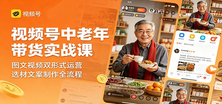 视频号中老年带货实战课：图文视频双形式运营，选材文案制作全流程-33资源网