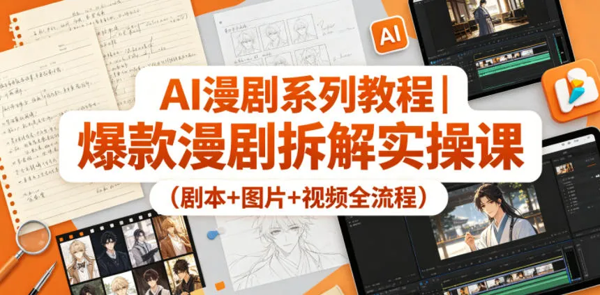 AI漫剧系列教程｜爆款漫剧拆解实操课（剧本+图片+视频全流程）-33资源网