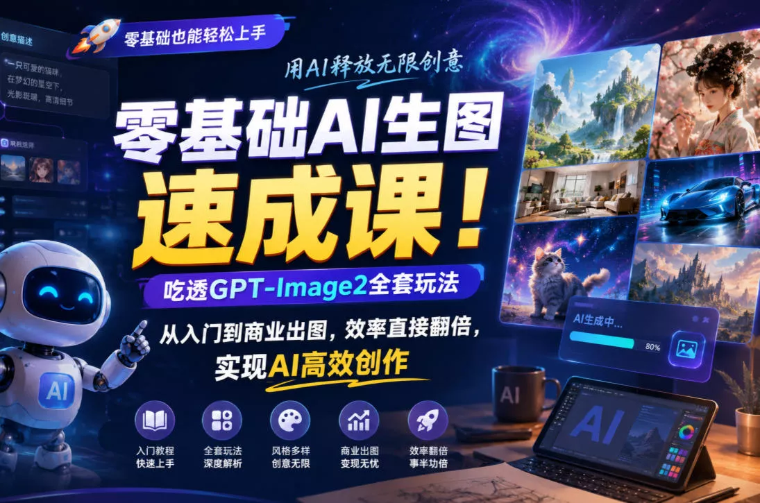 零基础AI生图速成课!吃透GPT-Image2全套玩法,从入门到商业出图,效率直接翻倍,实现AI高效创作-33资源网