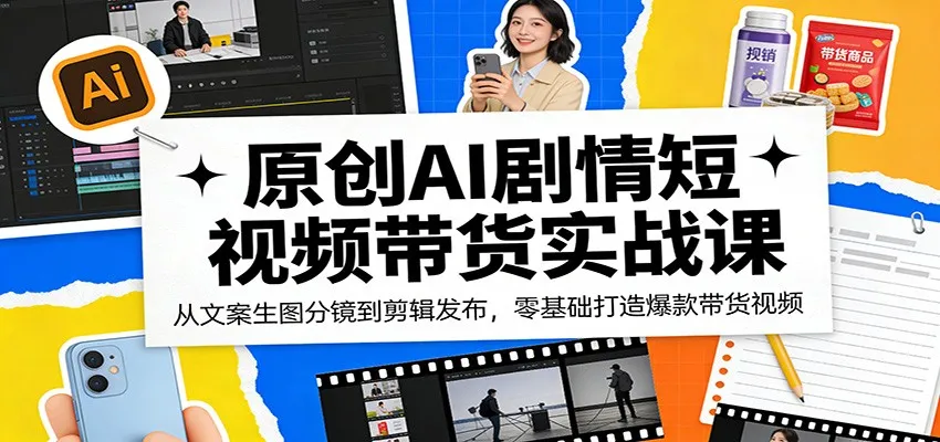 原创AI剧情短视频带货实战课：从文案生图分镜到剪辑发布，零基础打造爆款带货视频-33资源网