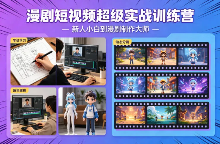 漫剧短视频超级实战训练营，新人小白到漫剧制作大师-33资源网