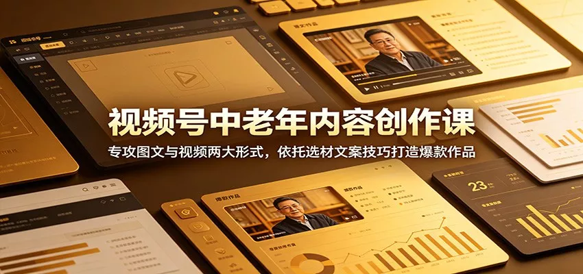 视频号中老年内容创作课:专攻图文与视频两大形式,依托选材文案技巧打造爆款作品-33资源网