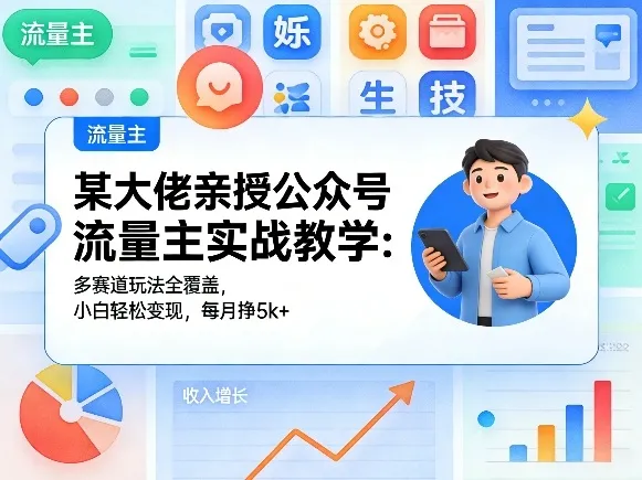 某大佬亲授公众号流量主实战教学：多赛道玩法全覆盖，小白轻松变现，每月多挣5k+-33资源网