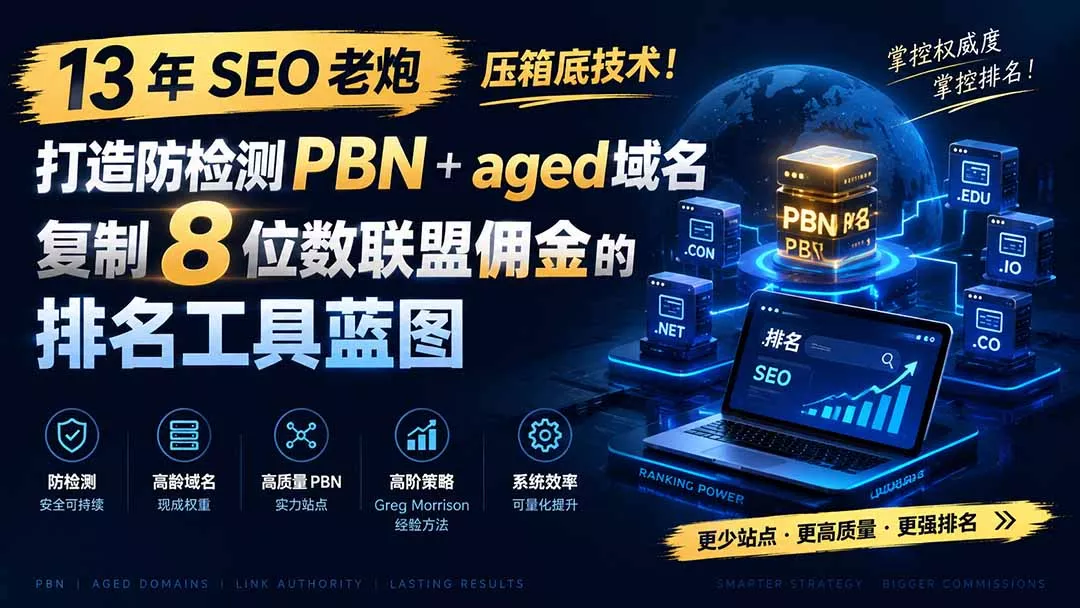 13 年 SEO 老炮压箱底技术！打造防检测 PBN+aged 域名，复制 8 位数联盟佣金的排名工具蓝图【原创双语字幕】-33资源网