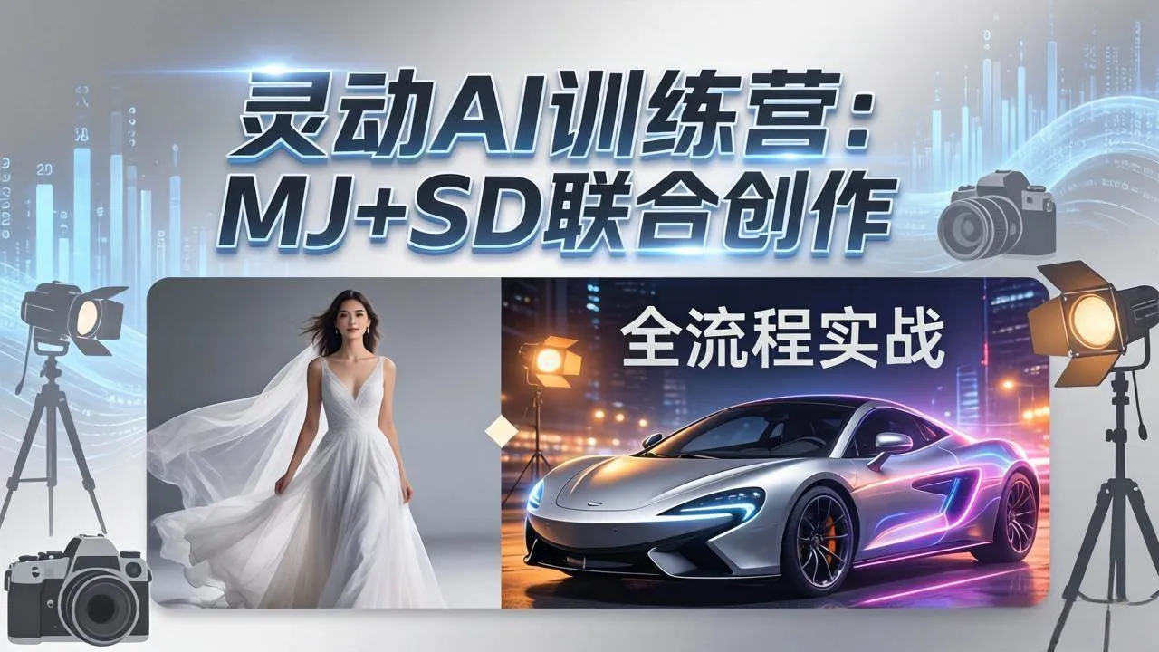 （17795期）灵动AI训练营-3.0课程：MJ+SD联合创作，从婚纱大片到汽车广告，摄影后期全流程实战-33资源网