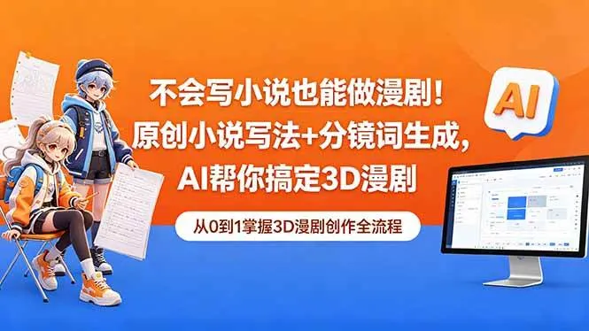 （18512期）不会写小说也能做漫剧！原创小说写法+分镜词生成，AI帮你搞定3D漫剧-33资源网