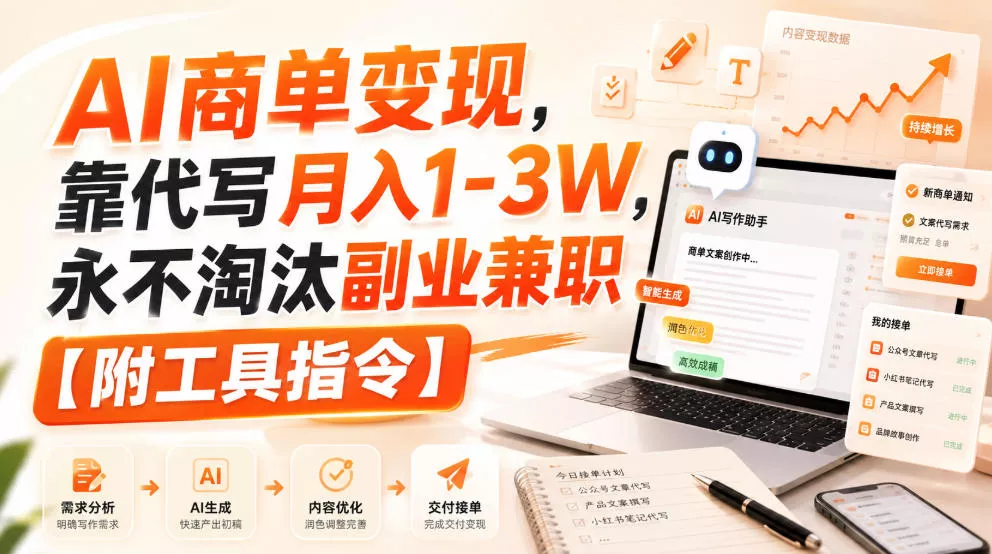 AI商单变现,靠代写月入1-3W,永不淘汰副业兼职【附工具指令】【揭秘】-33资源网