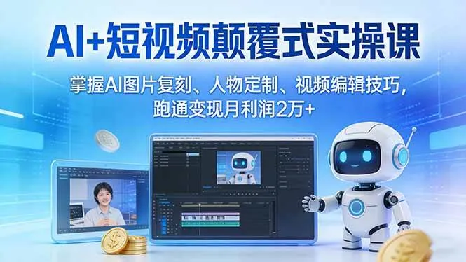 （17454期）AI+短视频颠覆式实操课：掌握AI图片复刻、人物定制、视频编辑技巧，跑通变现月利润2万+-33资源网