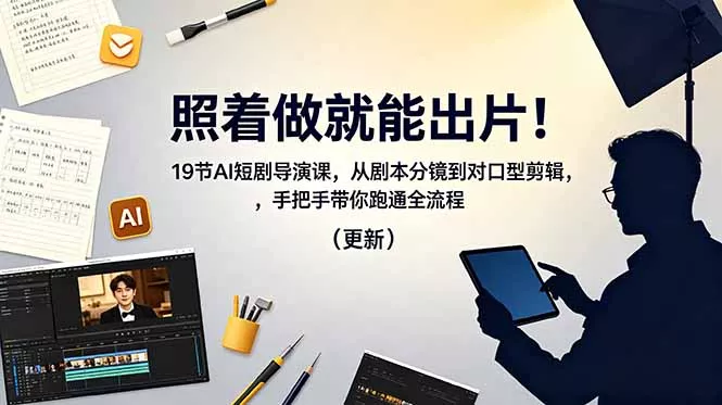 照着做就能出片！19节AI短剧导演课，从剧本分镜到对口型剪辑，手把手带你跑通全流程(更新-33资源网