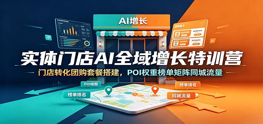 实体门店AI全域增长特训营:门店转化团购套餐搭建,POI权重榜单矩阵同城流量-33资源网