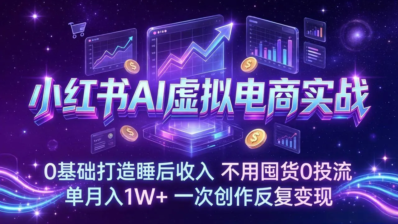 （17607期）小红书AI虚拟电商实战：0基础打造睡后收入，不用囤货0投流，单月入1W+，一次创作反复变现-33资源网