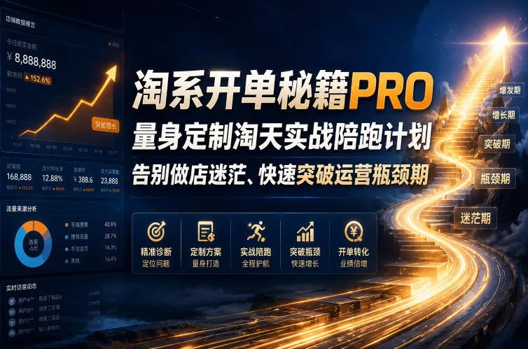 淘系开单秘籍PRO,量身定制淘天实战陪跑计划,告别做店迷茫、快速突破运营瓶颈期(2026年6月11)-33资源网