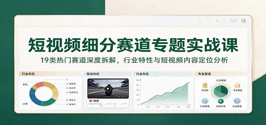 短视频细分赛道专题实战课：19类热门赛道深度拆解，行业特性与短视频内容定位分析-33资源网