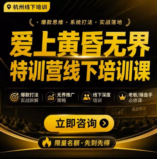 爱上黄昏无界特训营AI推广实战7月27-30杭州线下课,AI落地淘宝最完整的课程,学天猫淘宝的老板必看-33资源网