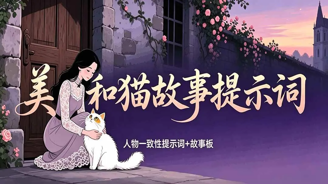 (18909期)美女和猫故事提示词,人物一致性提示词+故事板 (18909期)美女和猫故事提示词,人物一致性提示词+故事板