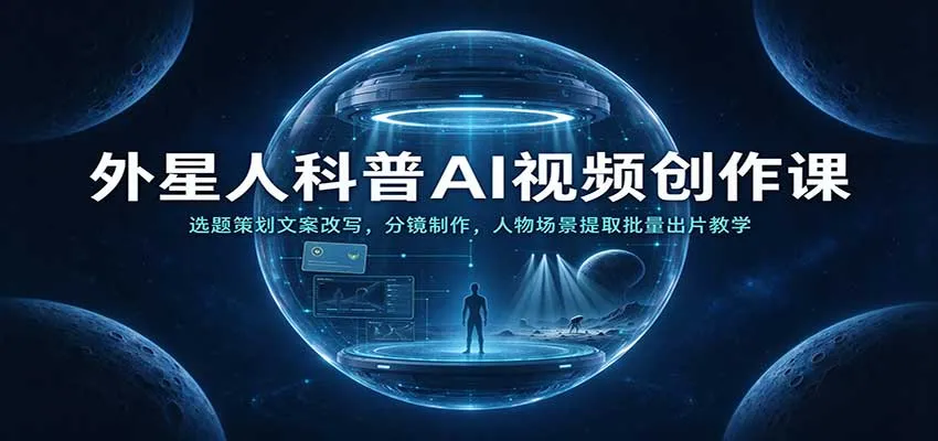 外星人科普AI视频创作课：选题策划文案改写，分镜制作，人物场景提取批量出片教学-33资源网