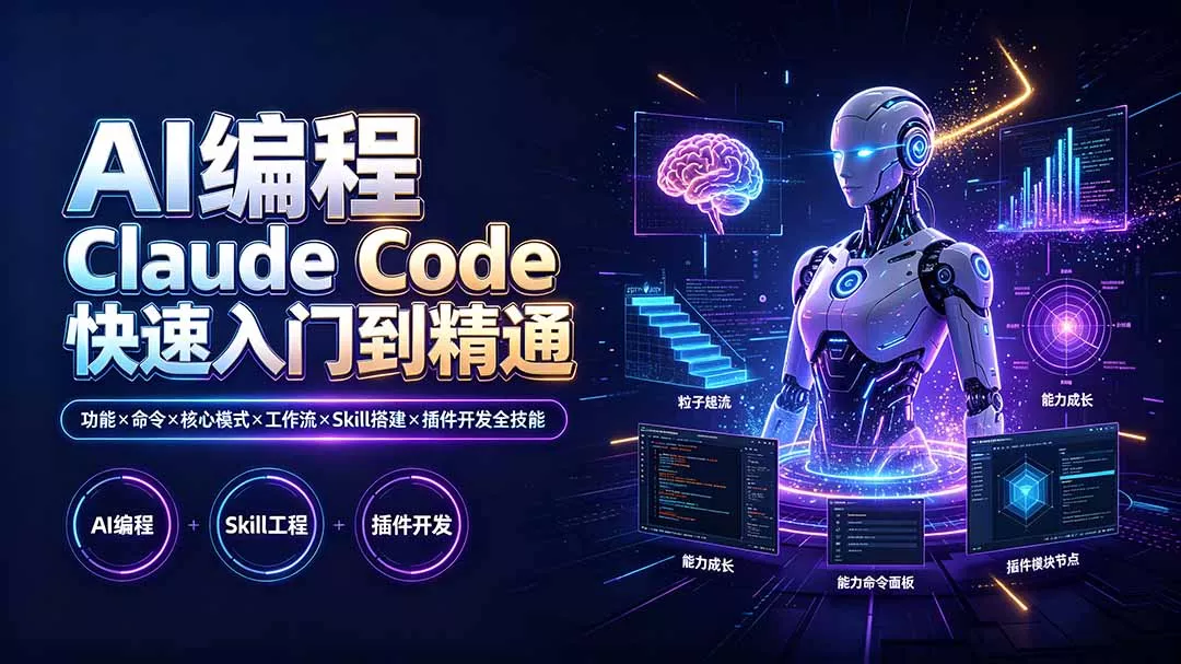 AI编程 Claude Code快速入门到精通：功能×命令×核心模式×工作流×Skill搭建×插件开发全技能-33资源网