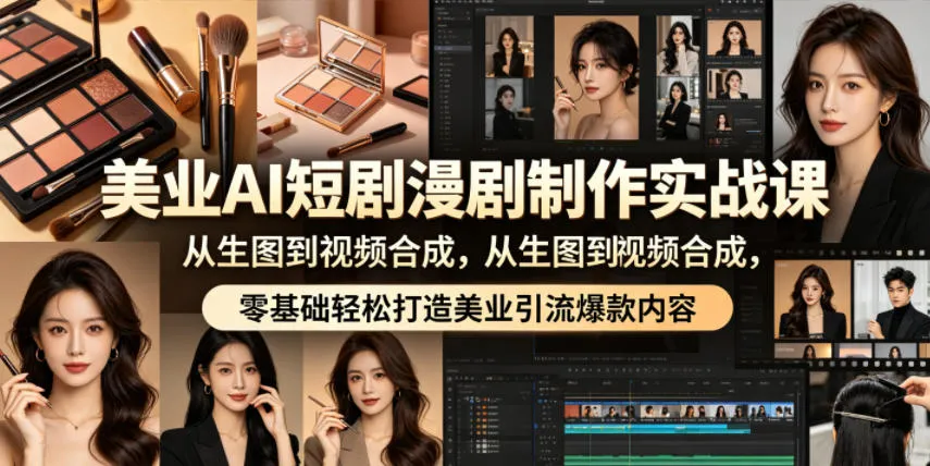 美业AI短剧漫剧制作实战课，从生图到视频合成，零基础轻松打造美业引流爆款内容-33资源网