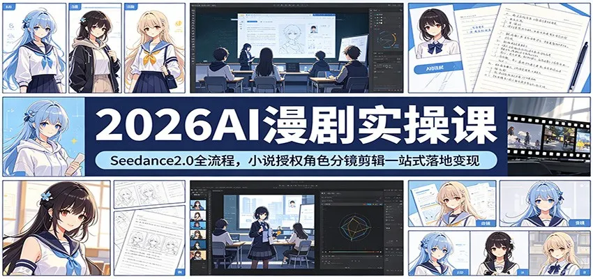 2026AI漫剧实操课:Seedance2.0全流程,小说授权角色分镜剪辑一站式落地变现 2026AI漫剧实操课:Seedance2.0全流程,小说授权角色分镜剪辑一站式落地变现