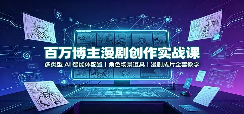 百万博主漫剧创作实战课:多类型AI智能体配置,角色场景道具,漫剧成片全套教学-33资源网