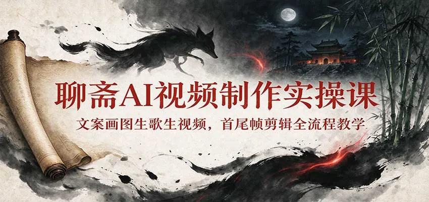聊斋AI视频制作实操课：文案画图生歌生视频，首尾帧剪辑全流程教学-33资源网