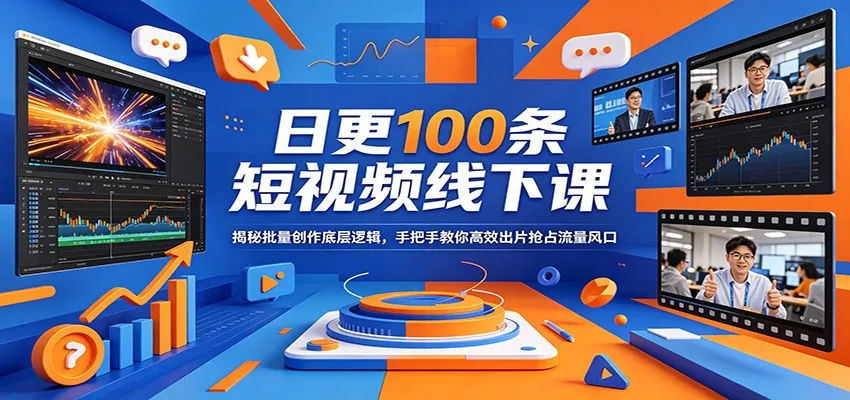 日更100条短视频线下课：揭秘批量创作底层逻辑，手把手教你高效出片抢占流量风口-33资源网