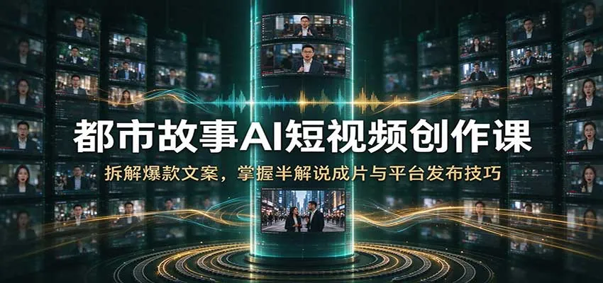 都市故事AI短视频创作课：拆解爆款文案，掌握半解说成片与平台发布技巧-33资源网