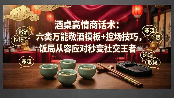 付费文章：酒桌高情商话术：六类万能敬酒模板+控场技巧，饭局从容应对秒变社交王者-33资源网