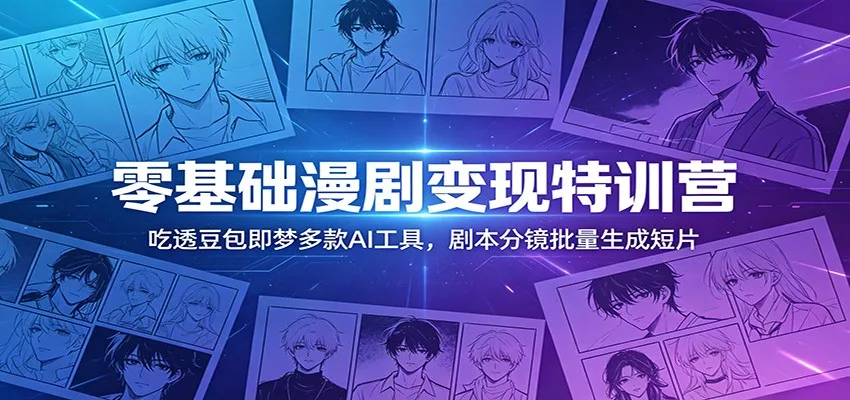 零基础漫剧变现特训营：玩转豆包即梦多款AI工具，剧本分镜批量生成短片-33资源网
