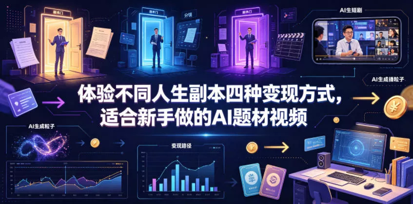 体验不同人生副本四种变现方式，适合新手做的AI题材视频-33资源网