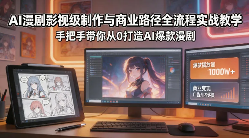 AI漫剧影视级制作与商业路径全流程实战教学，手带你从0打造AI爆款漫剧-33资源网