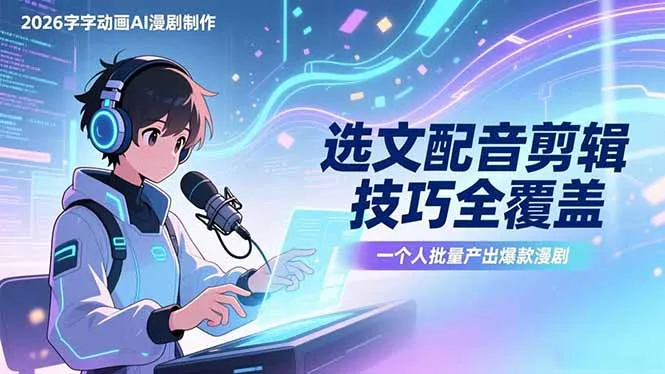 2026字字动画AI漫剧制作-1期，选文配音剪辑技巧全覆盖，一个人就能批量产出爆款漫剧-33资源网