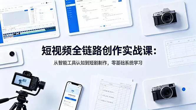 短视频全链路创作实战课：从智能工具认知到短剧制作，零基础系统学习-33资源网