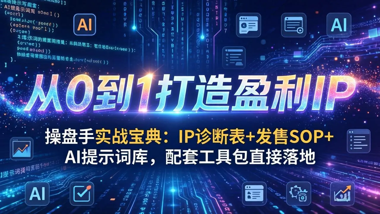 操盘手实战宝典：IP诊断表+发售SOP+AI提示词库，配套工具包直接落地，从0到1打造盈利IP-33资源网
