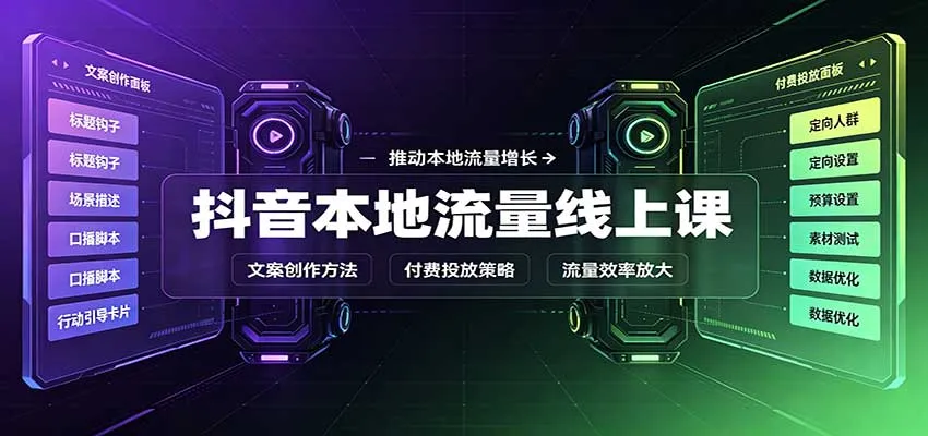 抖音本地流量线上课:账号搭建拍摄剪辑,文案创作与付费投放教学 抖音本地流量线上课:账号搭建拍摄剪辑,文案创作与付费投放教学