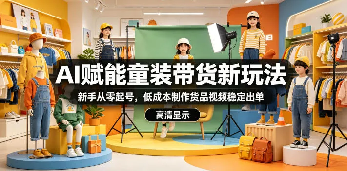 AI赋能童装带货新玩法，新手从零起号，低成本制作货品视频稳定出单-33资源网