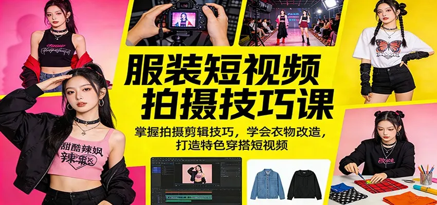 服装短视频拍摄技巧课：掌握拍摄剪辑技巧，学会衣物改造，打造特色穿搭短视频-33资源网