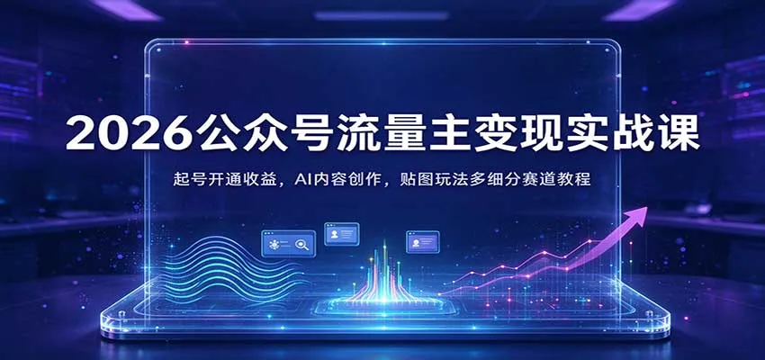 2026公众号流量主变现实战课:起号开通收益,AI内容创作,贴图玩法多细分赛道教程-33资源网