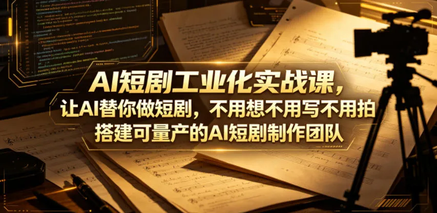 AI短剧工业化实战课，让AI替你做短剧，不用想不用写不用拍，搭建可量产的AI短剧制作团队-33资源网