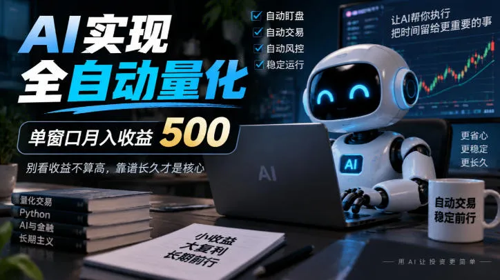 AI实现全自动量化,单窗口月入收益500,别看收益不算高,靠谱长久才是核心【揭秘】-33资源网