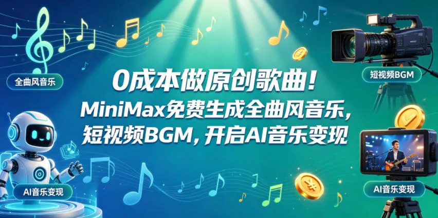 0成本做原创歌曲！MiniMax免费生成全曲风音乐，短视频BGM，开启AI音乐变现-33资源网