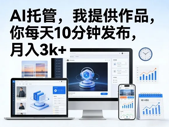 公众号AI托管，我提供作品，你每天10分钟发布，月入3k+【揭秘】-33资源网
