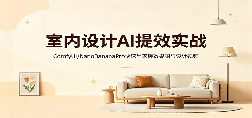 室内设计AI提效实战：ComfyUI/NanoBananaPro快速出家装效果图与设计视频-33资源网