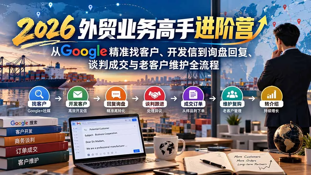2026外贸业务高手进阶营：从Google精准找客户、开发信到询盘回复、谈判成交与老客户维护全流程-33资源网