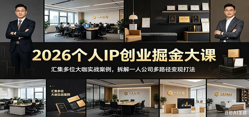 2026个人IP创业掘金大课：汇集多位大咖实战案例，拆解一人公司多路径变现打法-33资源网