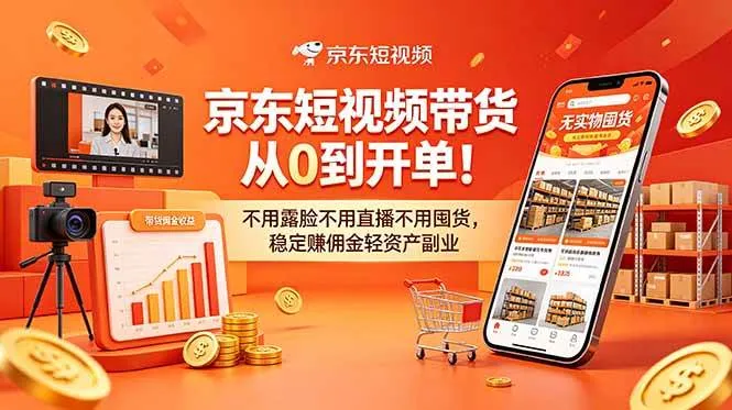 (18895期)京东短视频带货从0到开单!不用露脸不用直播不用囤货,稳定赚佣金轻资产副业-33资源网