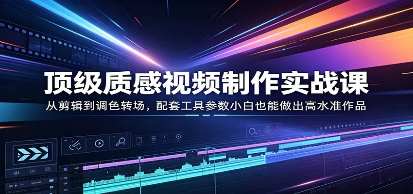 顶级质感视频制作实战课：从剪辑到调色转场，配套工具参数小白也能做出高水准作品-33资源网