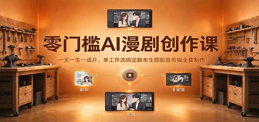 零门槛AI漫剧创作课:一文一生一成片,单工作流搞定脚本生图配音剪辑全套制作-33资源网